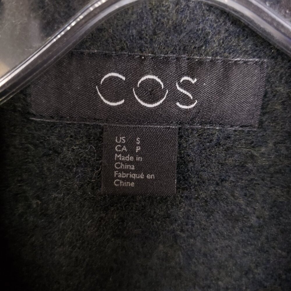 COS Boiled Wool Jacket Shacket Dark Gray/ Black Snap Buttons size S Minimalist - Picture 5 of 14